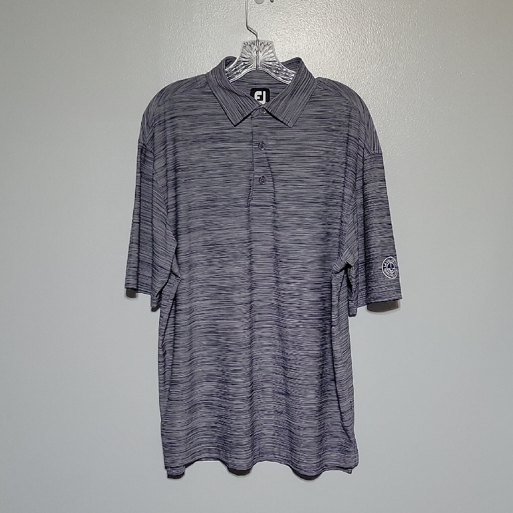 FootJoy Men's Gray Heathered Golf Polo La Vallee du Richelieu Logo Shirt Size XL